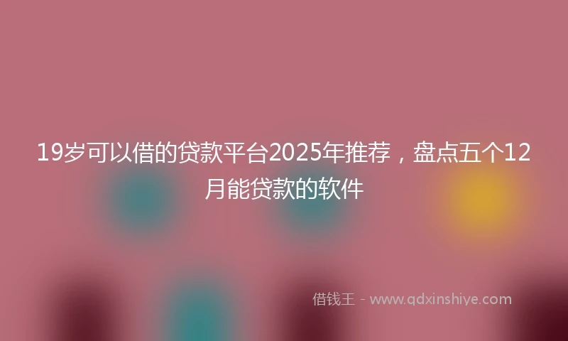19岁可以借的贷款平台2025年推荐，盘点五个12月能贷款的软件