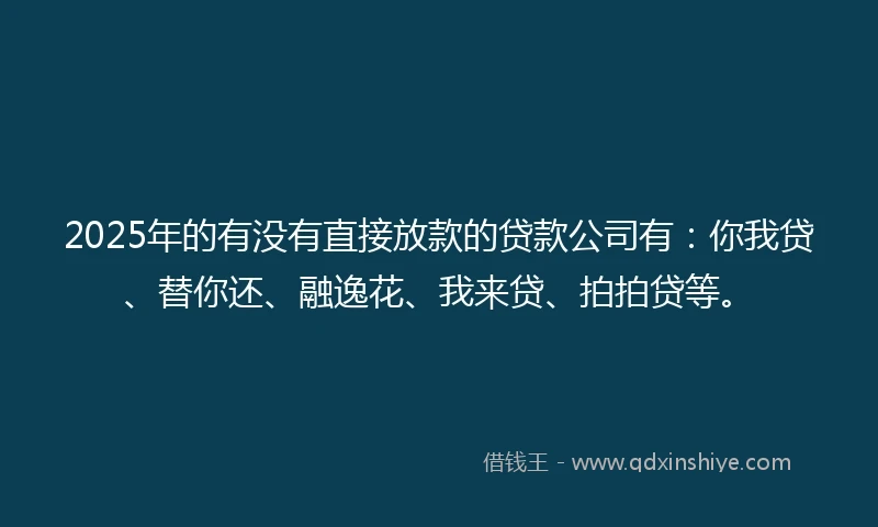 2025年的有没有直接放款的贷款公司有：你我贷、替你还、融逸花、我来贷、拍拍贷等。