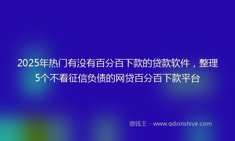 2025年热门有没有百分百下款的贷款软件，整理5个不看征信负债的网贷百分百下款平台