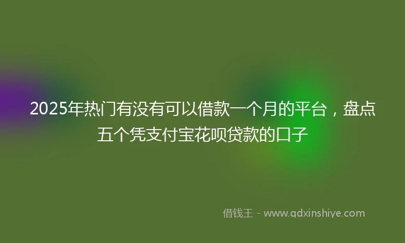 2025年热门有没有可以借款一个月的平台，盘点五个凭支付宝花呗贷款的口子