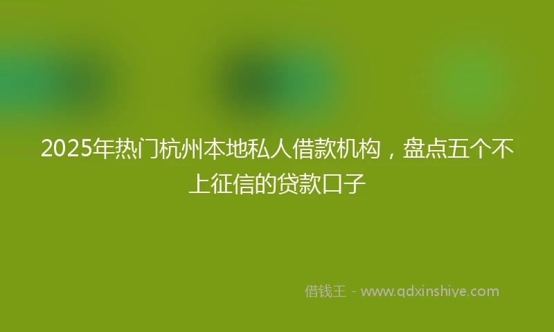 2025年热门杭州本地私人借款机构，盘点五个不上征信的贷款口子