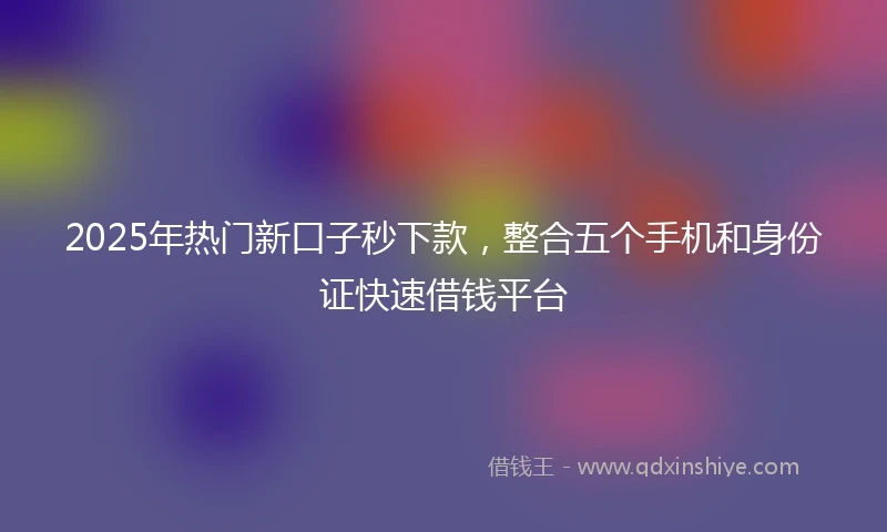 2025年热门新口子秒下款，整合五个手机和身份证快速借钱平台