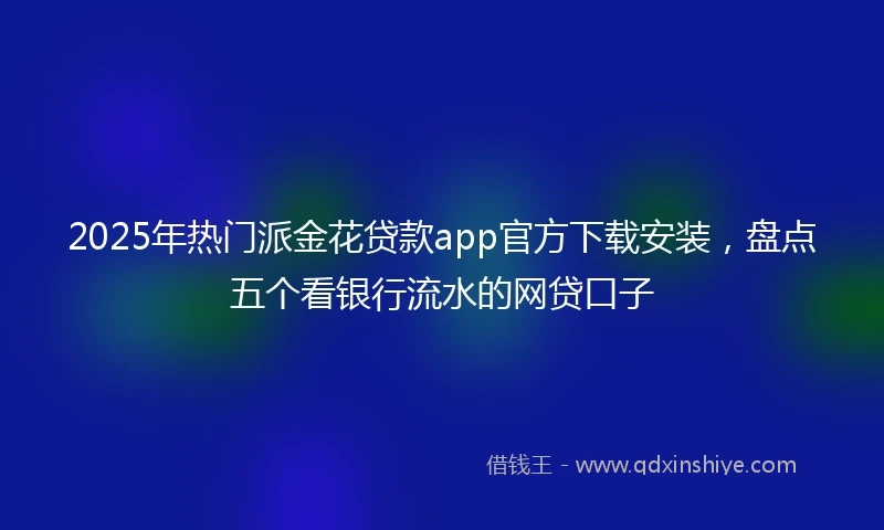 2025年热门派金花贷款app官方下载安装，盘点五个看银行流水的网贷口子