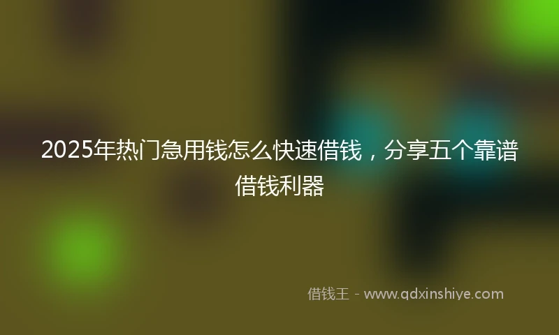 2025年热门急用钱怎么快速借钱，分享五个靠谱借钱利器