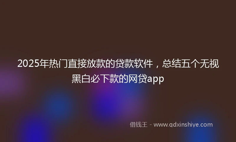 2025年热门直接放款的贷款软件，总结五个无视黑白必下款的网贷app