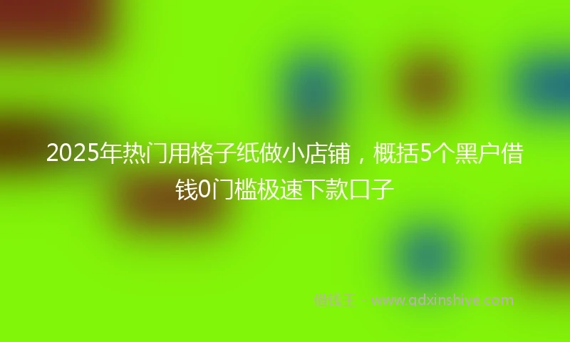 2025年热门用格子纸做小店铺，概括5个黑户借钱0门槛极速下款口子