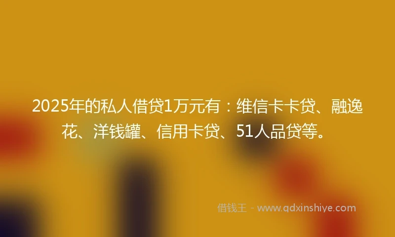 2025年的私人借贷1万元有：维信卡卡贷、融逸花、洋钱罐、信用卡贷、51人品贷等。