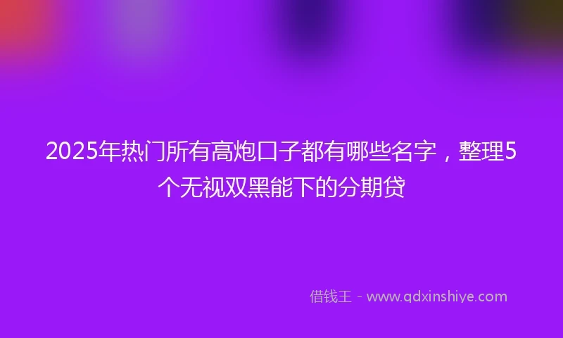 2025年热门所有高炮口子都有哪些名字，整理5个无视双黑能下的分期贷