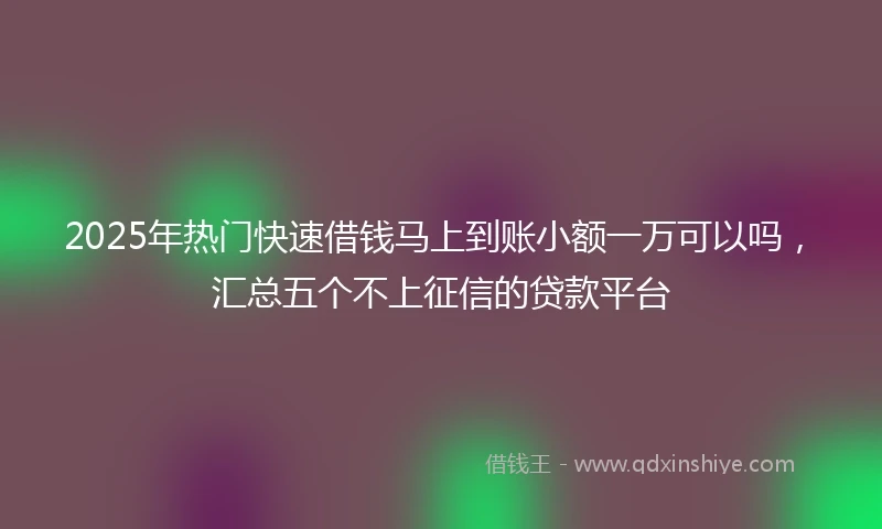 2025年热门快速借钱马上到账小额一万可以吗，汇总五个不上征信的贷款平台