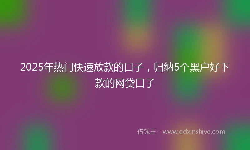 2025年热门快速放款的口子，归纳5个黑户好下款的网贷口子