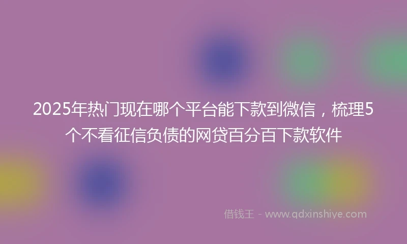 2025年热门现在哪个平台能下款到微信，梳理5个不看征信负债的网贷百分百下款软件