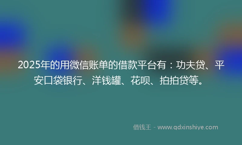 2025年的用微信账单的借款平台有：功夫贷、平安口袋银行、洋钱罐、花呗、拍拍贷等。