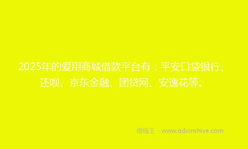 2025年的爱用商城借款平台有：平安口袋银行、还呗、京东金融、团贷网、安逸花等。