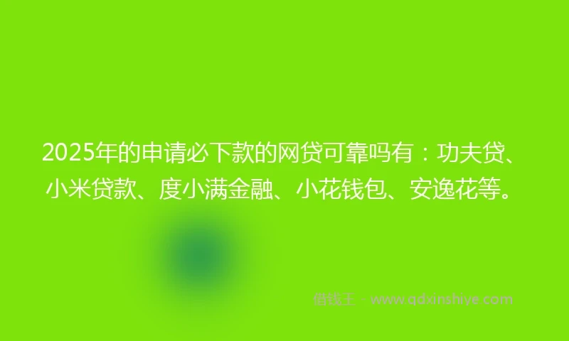 2025年的申请必下款的网贷可靠吗有：功夫贷、小米贷款、度小满金融、小花钱包、安逸花等。
