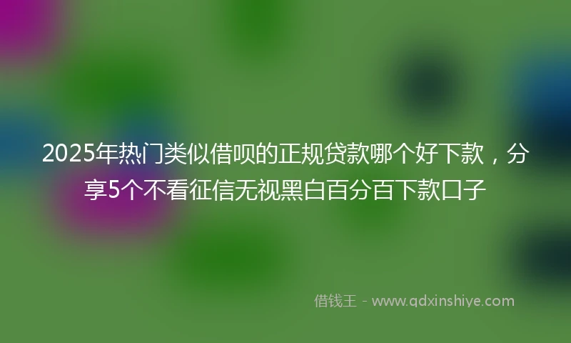 2025年热门类似借呗的正规贷款哪个好下款，分享5个不看征信无视黑白百分百下款口子