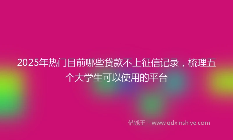 2025年热门目前哪些贷款不上征信记录，梳理五个大学生可以使用的平台