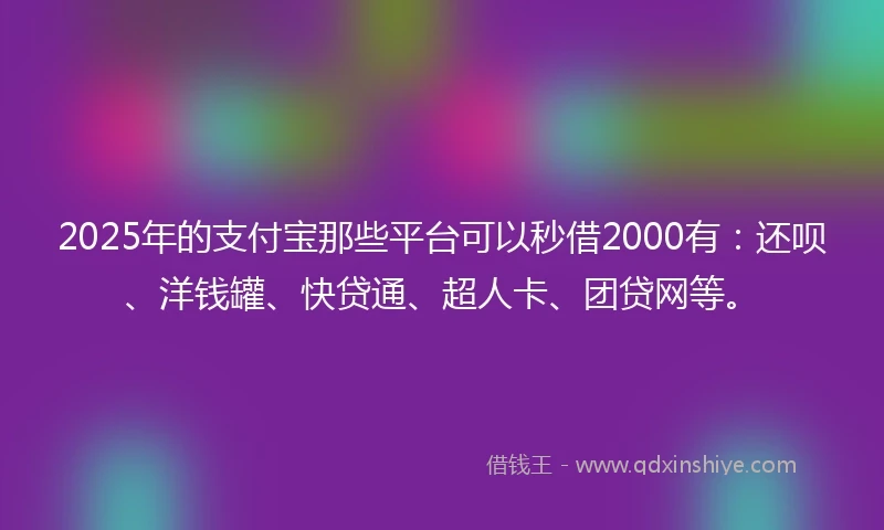 2025年的支付宝那些平台可以秒借2000有：还呗、洋钱罐、快贷通、超人卡、团贷网等。