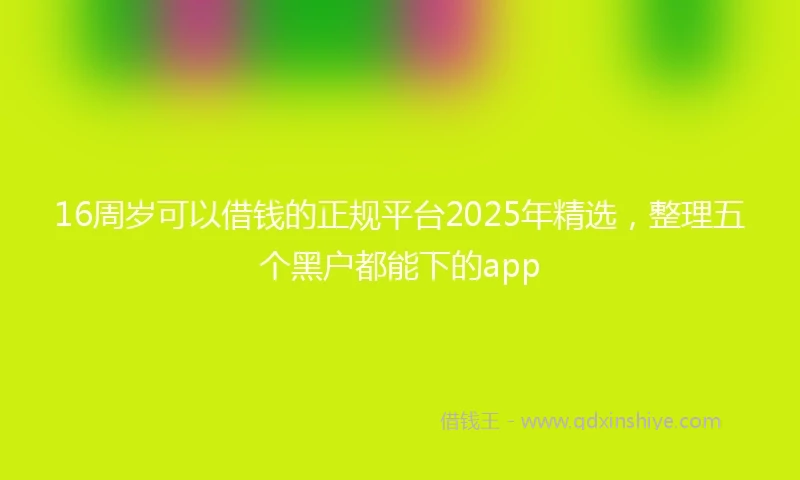 16周岁可以借钱的正规平台2025年精选，整理五个黑户都能下的app