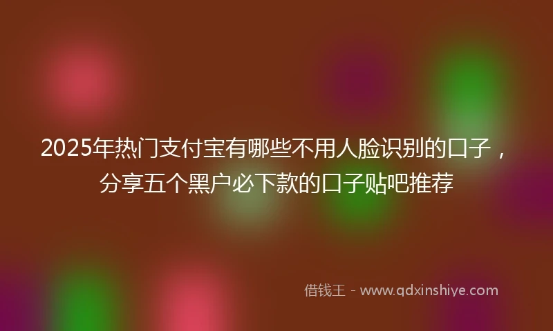 2025年热门支付宝有哪些不用人脸识别的口子，分享五个黑户必下款的口子贴吧推荐