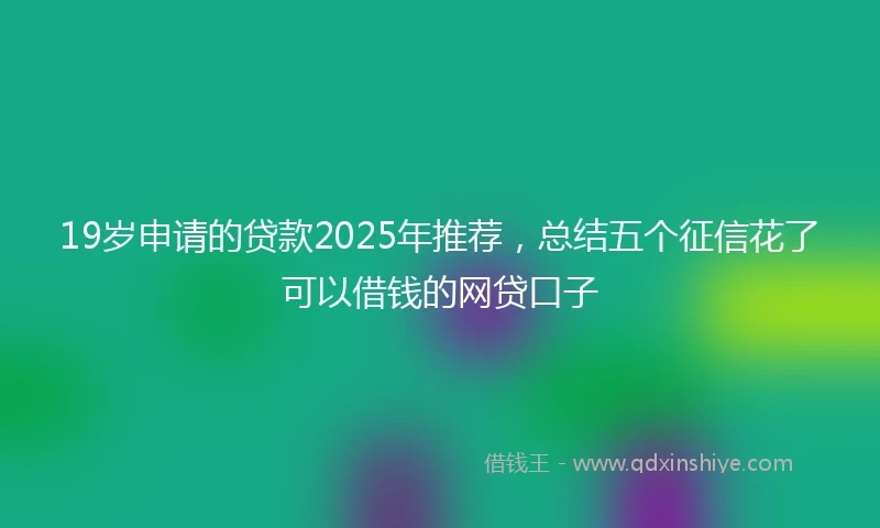 19岁申请的贷款2025年推荐，总结五个征信花了可以借钱的网贷口子