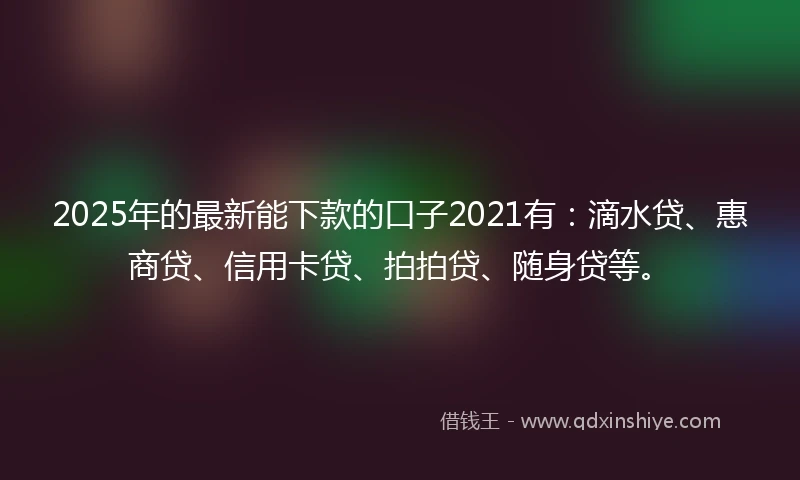 2025年的最新能下款的口子2021有：滴水贷、惠商贷、信用卡贷、拍拍贷、随身贷等。