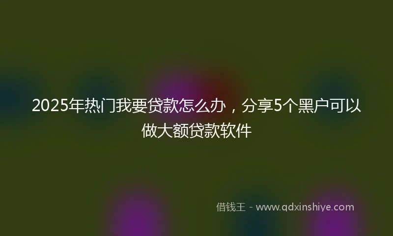 2025年热门我要贷款怎么办，分享5个黑户可以做大额贷款软件