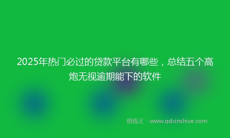 2025年热门必过的贷款平台有哪些，总结五个高炮无视逾期能下的软件