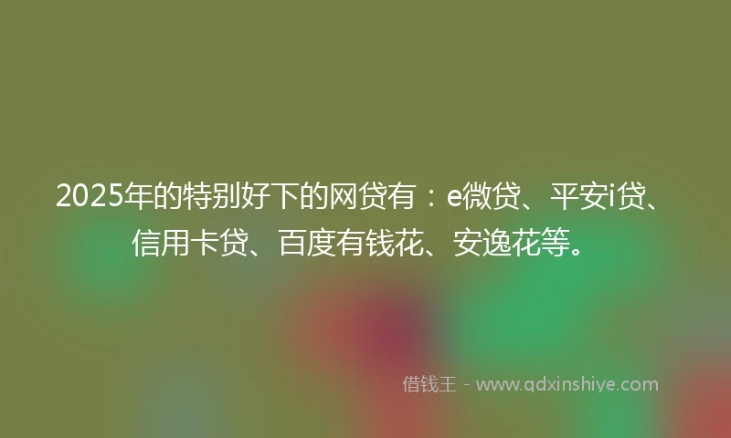 2025年的特别好下的网贷有：e微贷、平安i贷、信用卡贷、百度有钱花、安逸花等。