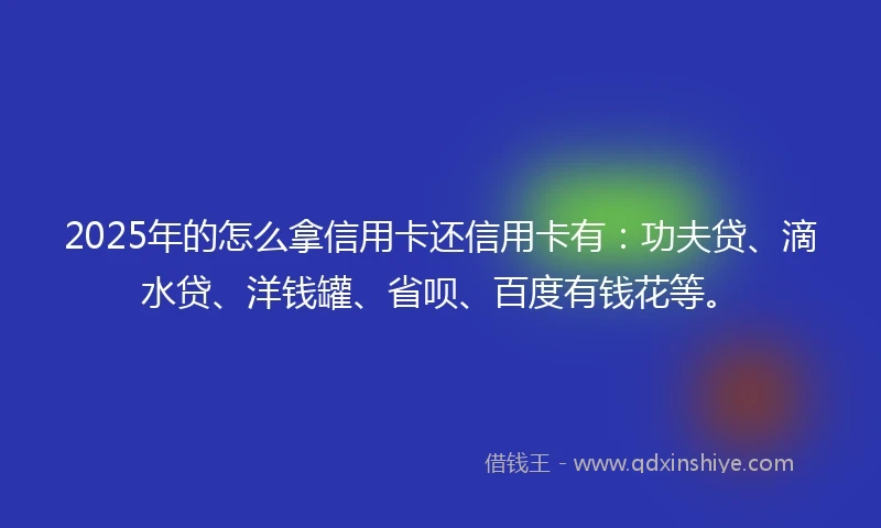 2025年的怎么拿信用卡还信用卡有：功夫贷、滴水贷、洋钱罐、省呗、百度有钱花等。