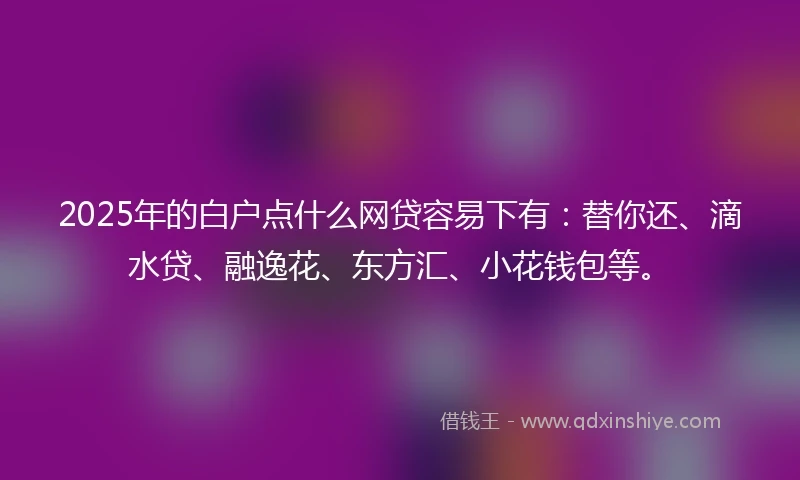2025年的白户点什么网贷容易下有：替你还、滴水贷、融逸花、东方汇、小花钱包等。