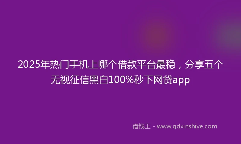 2025年热门手机上哪个借款平台最稳，分享五个无视征信黑白100%秒下网贷app