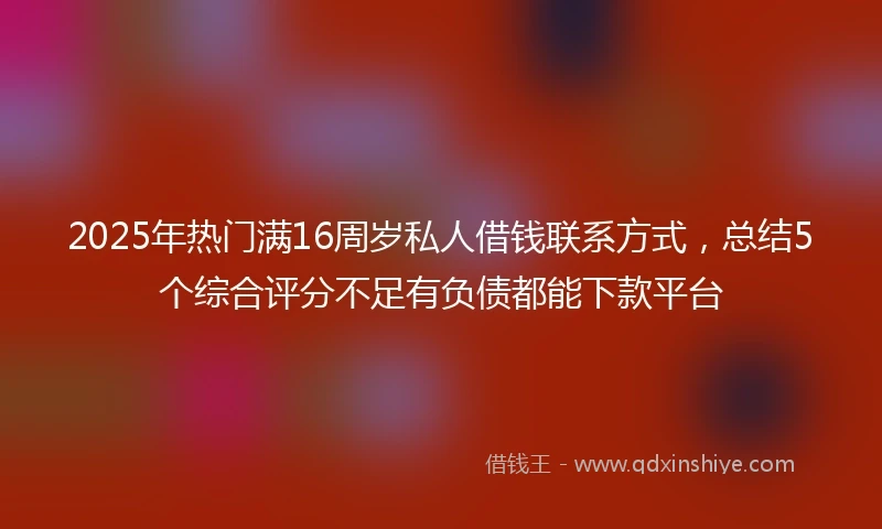 2025年热门满16周岁私人借钱联系方式，总结5个综合评分不足有负债都能下款平台