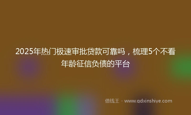 2025年热门极速审批贷款可靠吗，梳理5个不看年龄征信负债的平台