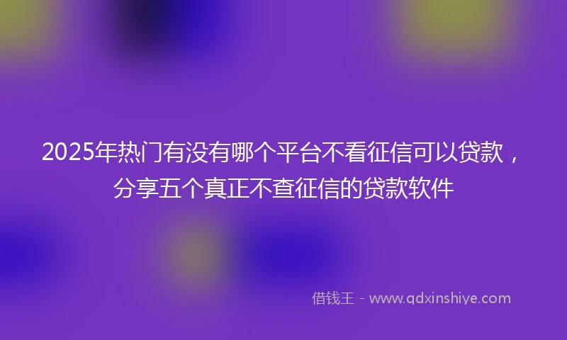 2025年热门有没有哪个平台不看征信可以贷款，分享五个真正不查征信的贷款软件
