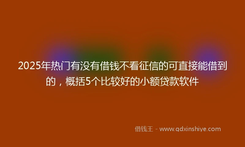 2025年热门有没有借钱不看征信的可直接能借到的，概括5个比较好的小额贷款软件