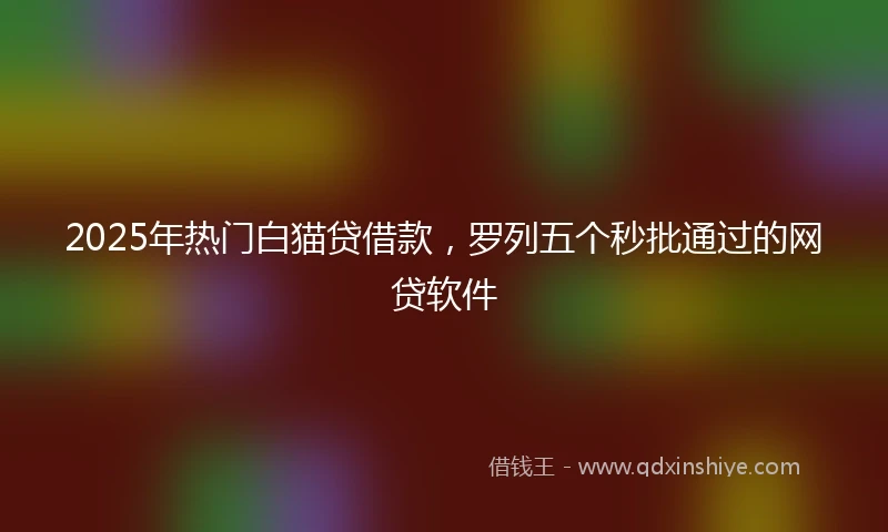 2025年热门白猫贷借款，罗列五个秒批通过的网贷软件