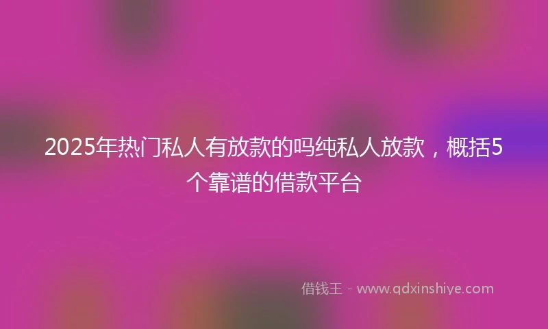 2025年热门私人有放款的吗纯私人放款，概括5个靠谱的借款平台