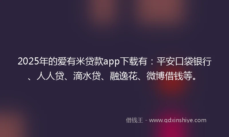2025年的爱有米贷款app下载有：平安口袋银行、人人贷、滴水贷、融逸花、微博借钱等。