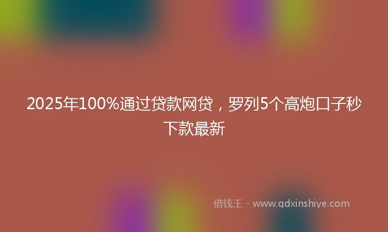 2025年100%通过贷款网贷，罗列5个高炮口子秒下款最新