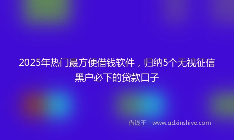 2025年热门最方便借钱软件，归纳5个无视征信黑户必下的贷款口子