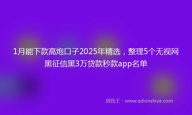1月能下款高炮口子2025年精选，整理5个无视网黑征信黑3万贷款秒款app名单