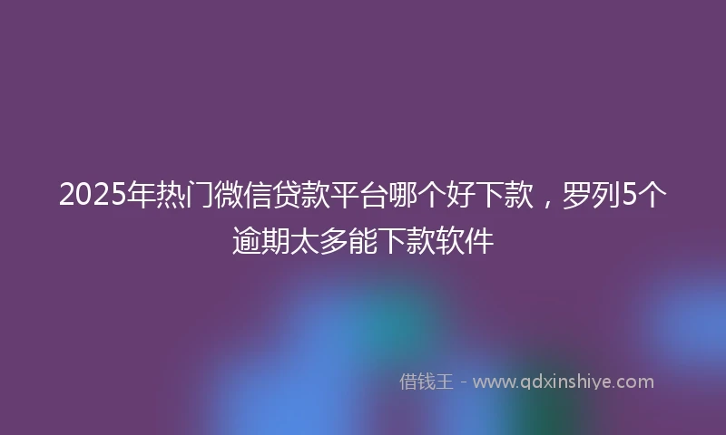 2025年热门微信贷款平台哪个好下款，罗列5个逾期太多能下款软件