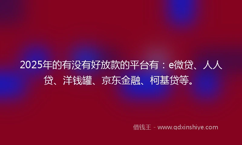 2025年的有没有好放款的平台有：e微贷、人人贷、洋钱罐、京东金融、柯基贷等。