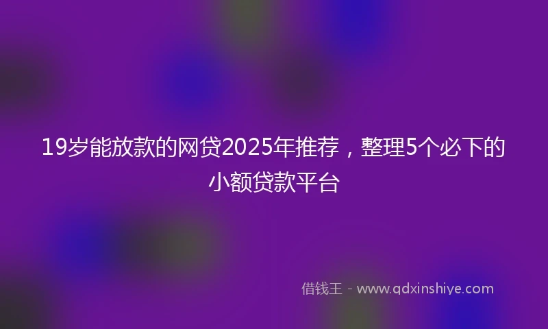19岁能放款的网贷2025年推荐，整理5个必下的小额贷款平台