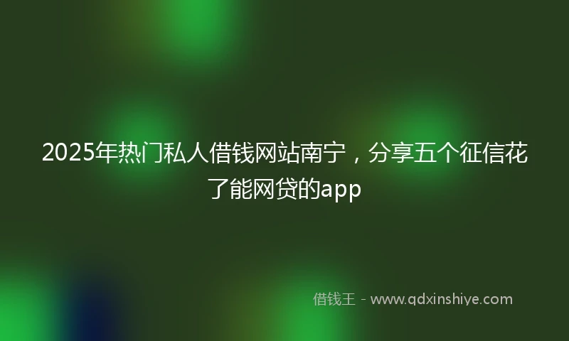 2025年热门私人借钱网站南宁，分享五个征信花了能网贷的app