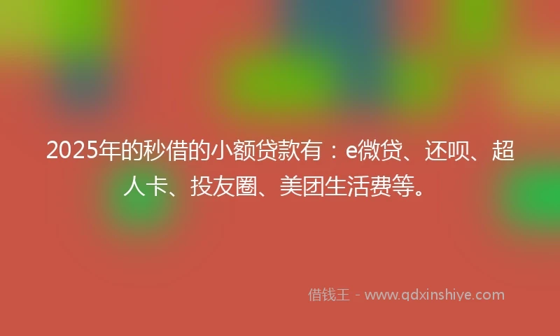 2025年的秒借的小额贷款有：e微贷、还呗、超人卡、投友圈、美团生活费等。