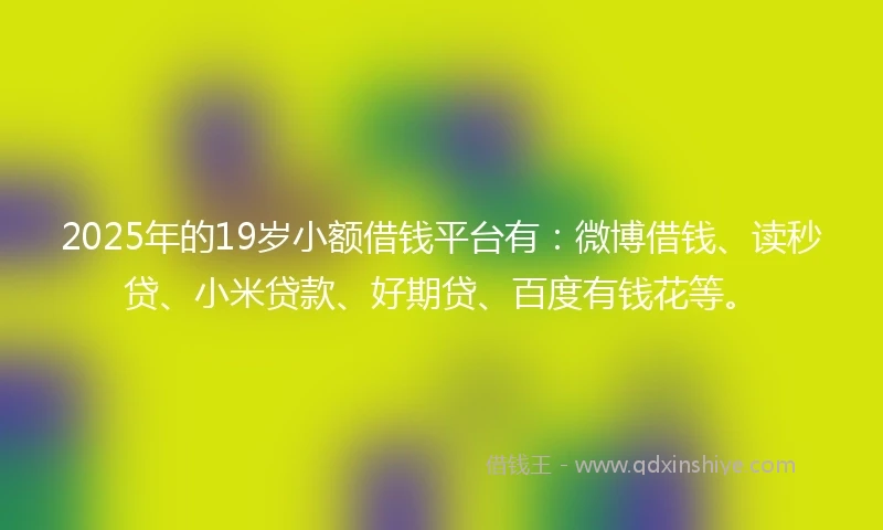 2025年的19岁小额借钱平台有：微博借钱、读秒贷、小米贷款、好期贷、百度有钱花等。