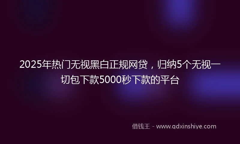 2025年热门无视黑白正规网贷，归纳5个无视一切包下款5000秒下款的平台