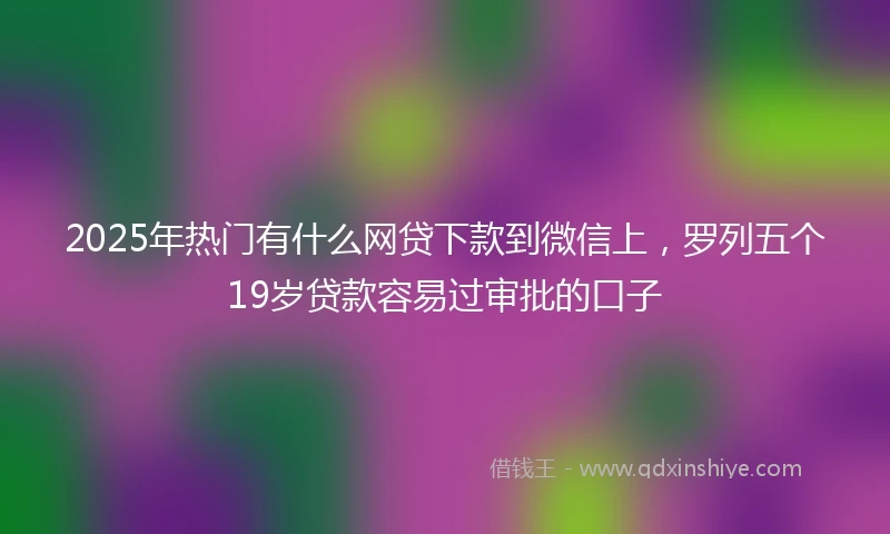 2025年热门有什么网贷下款到微信上，罗列五个19岁贷款容易过审批的口子