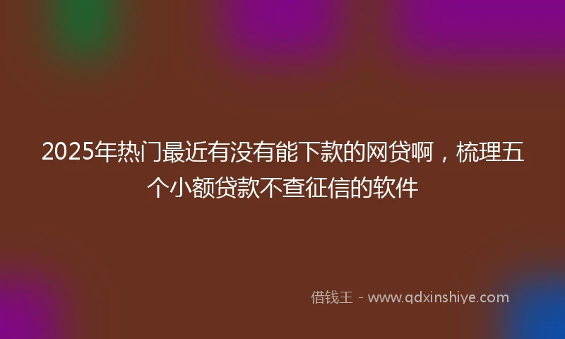 2025年热门最近有没有能下款的网贷啊，梳理五个小额贷款不查征信的软件